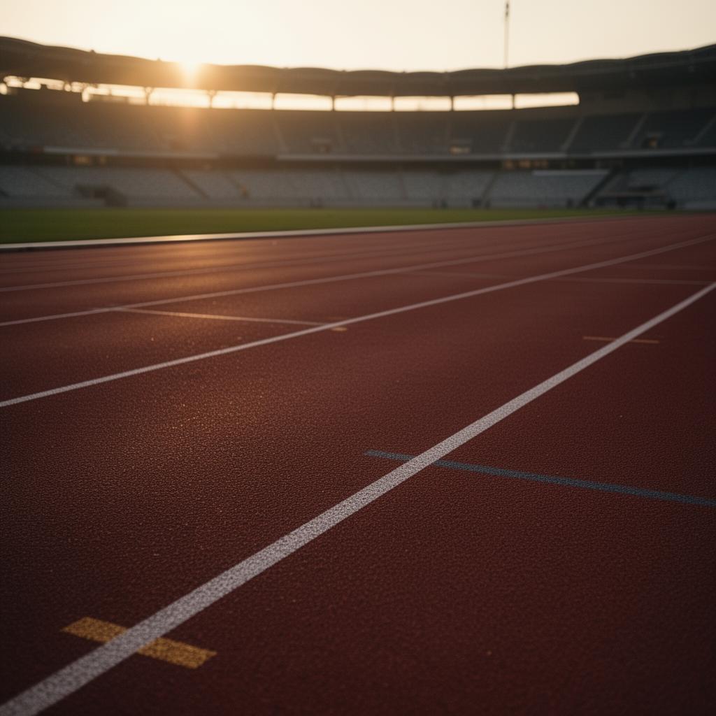 Empty running track in afternoon light